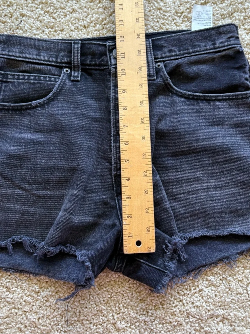 Abercrombie & Fitch Black Denim Button Fly‎ Cutoff Shorts Natural Rise Size 28/6